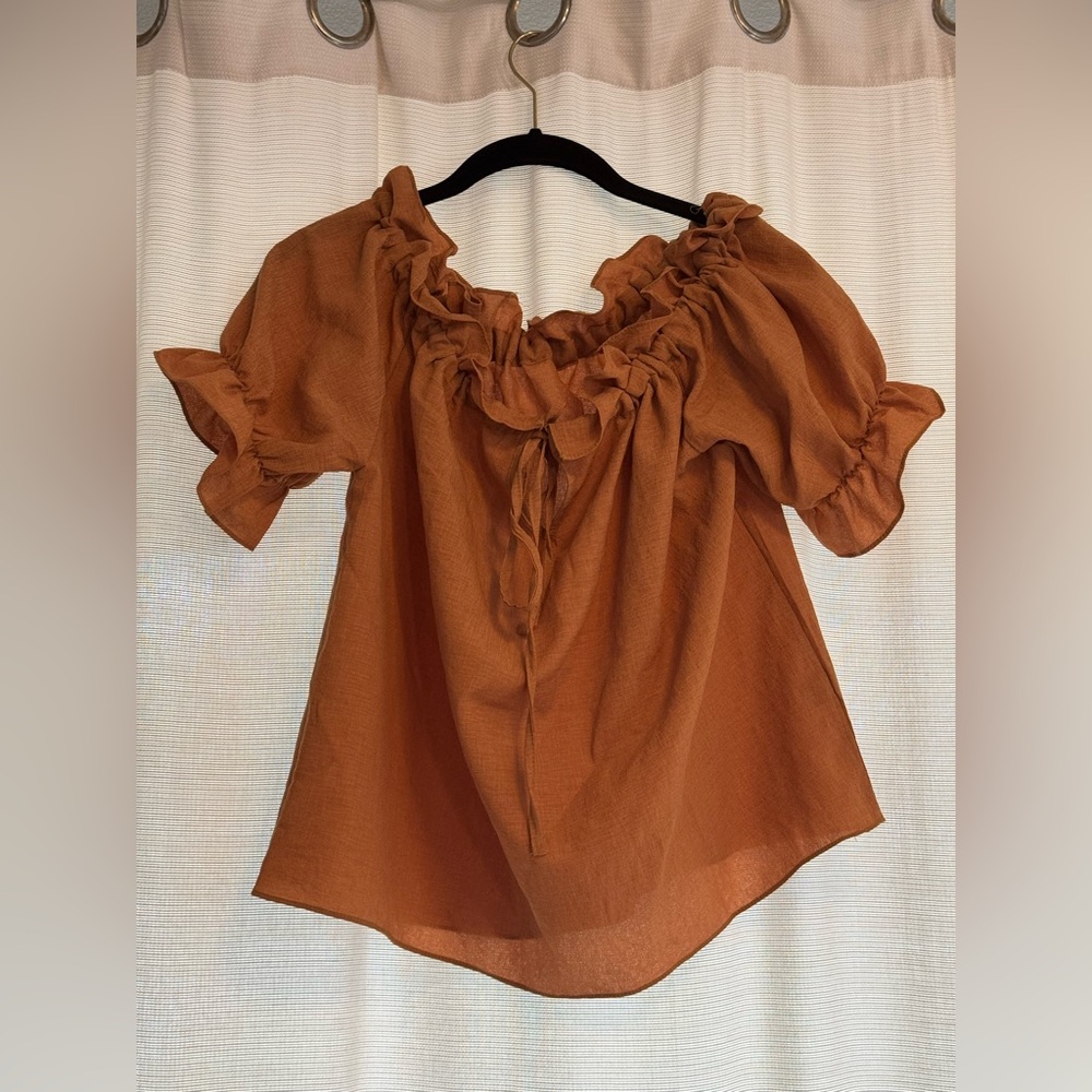 Women's Ruffled Brown Top